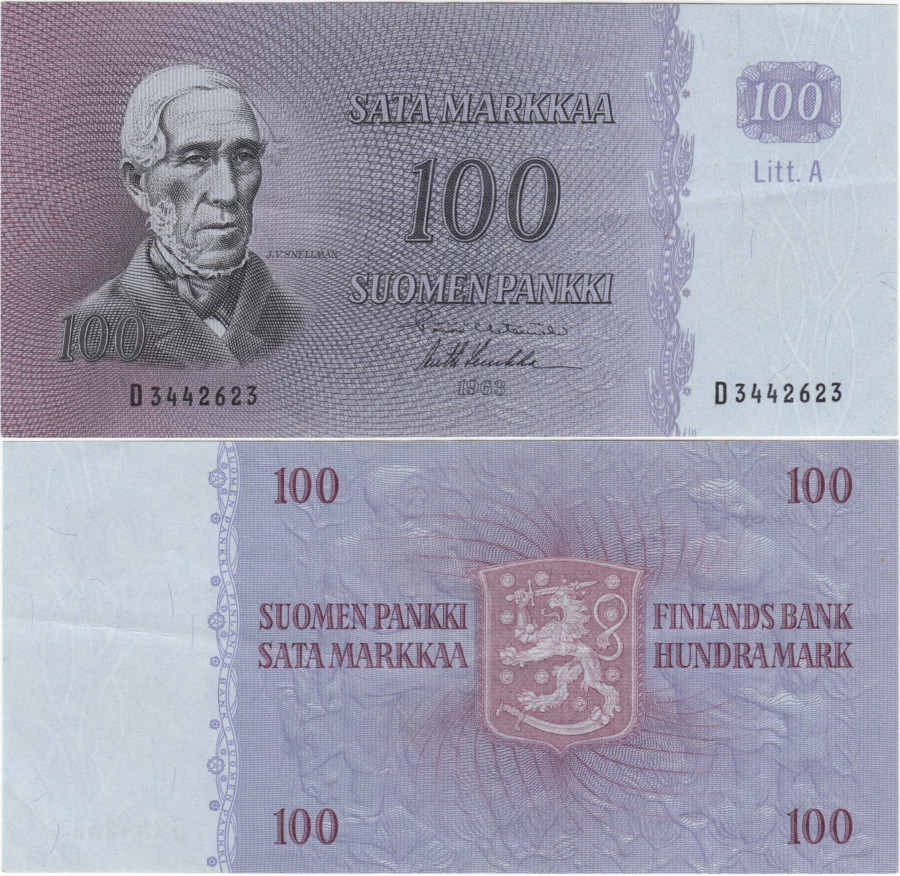 100 Markkaa 1963 Litt.A D3442623